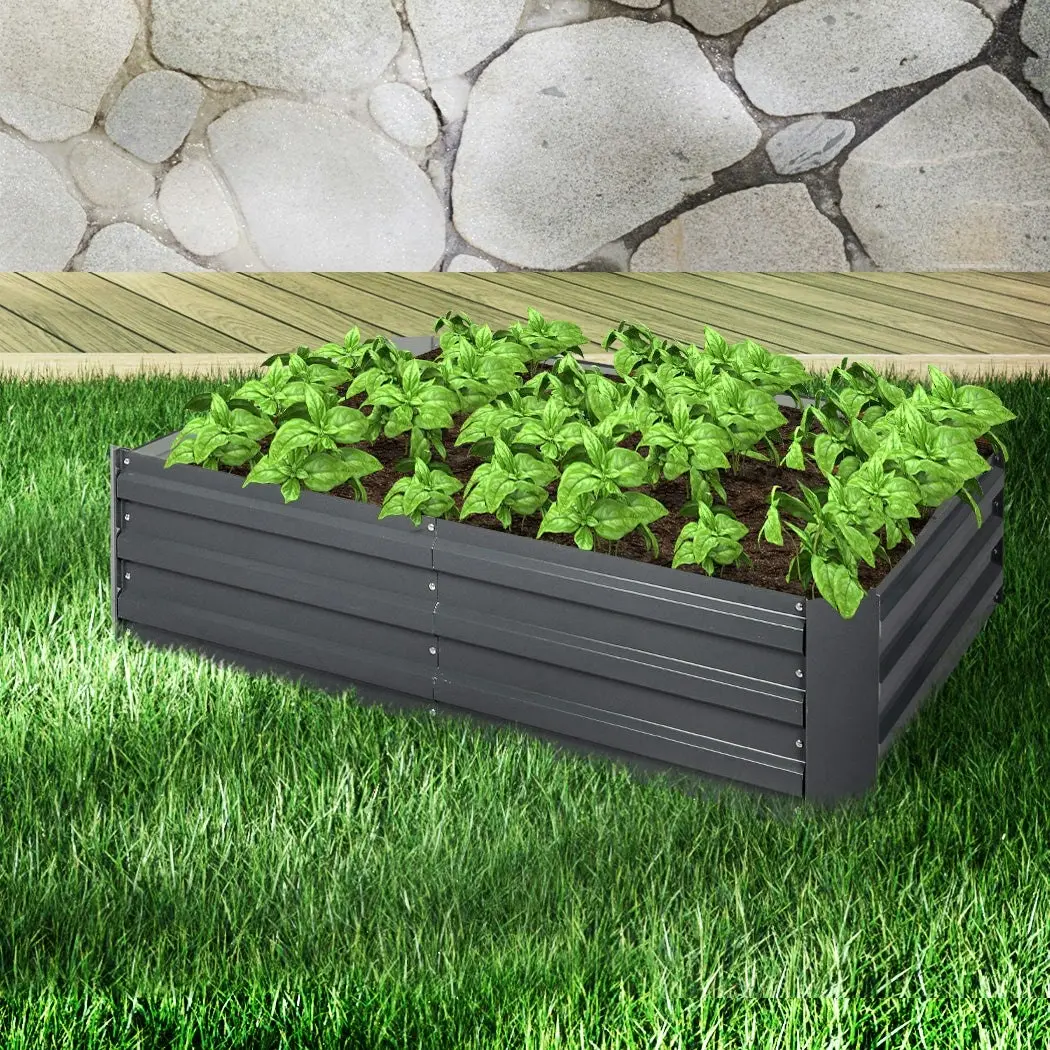 Lambu Garden Bed Planter Coated Steel Beds 120x90x30cm Rectangular Veggies x2