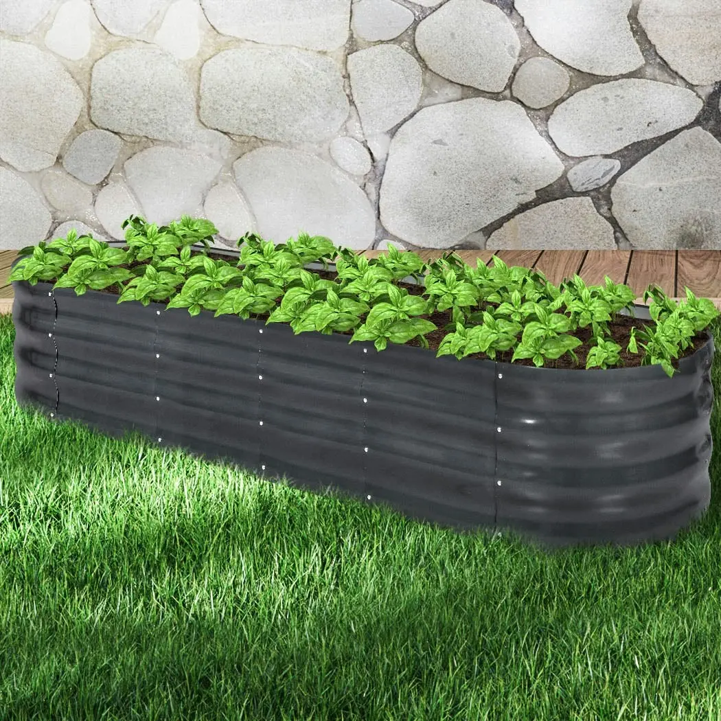 Lambu Garden Bed Planter Raised Coated Galvanised Steel Vegetable Beds Oval 3.2m