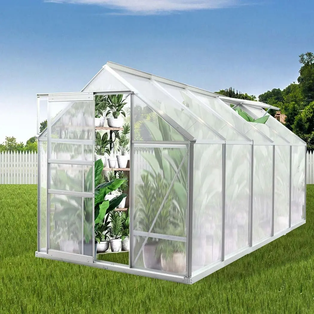 Lambu Greenhouse Aluminium Walk In Green House Garden Plant Shed PC 3.16x1.9x1.95