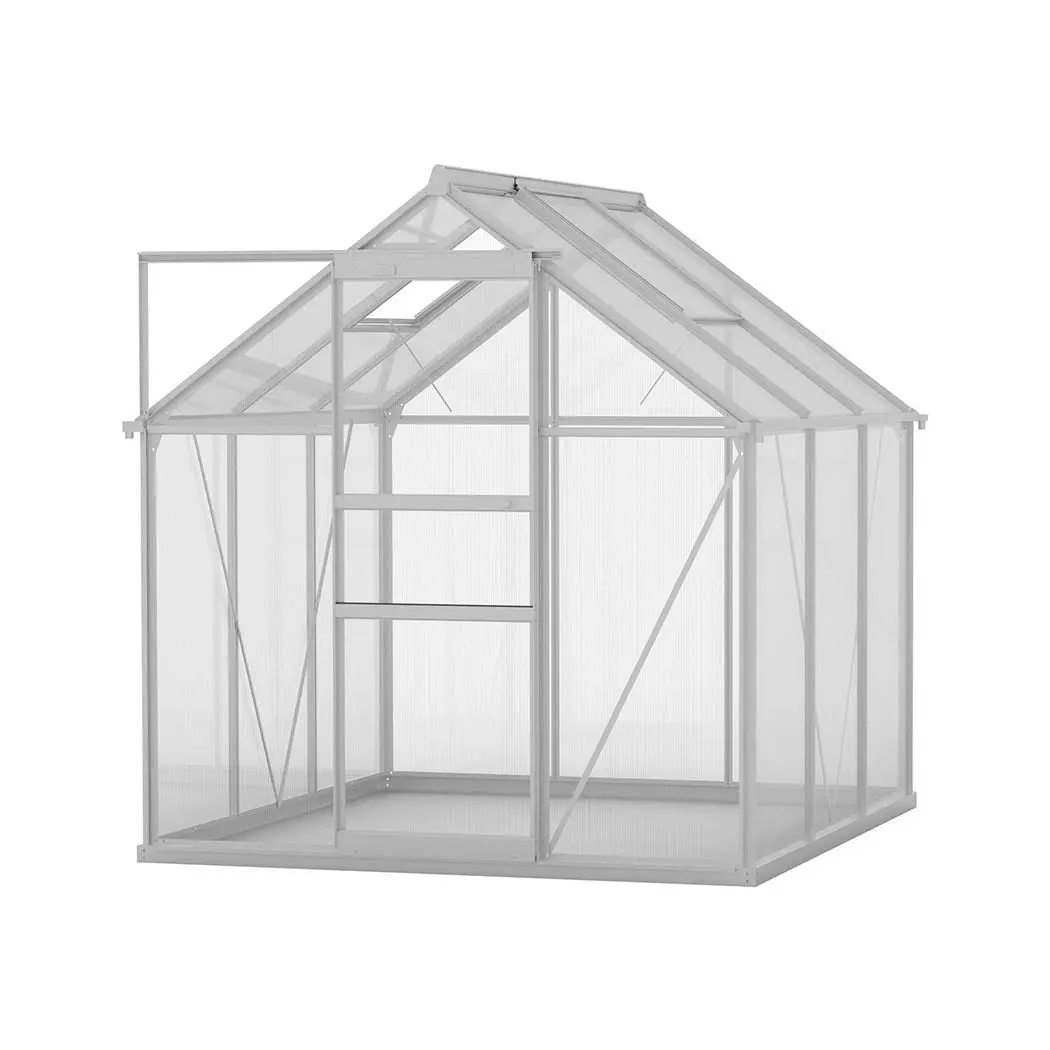 Lambu Greenhouse Aluminium Walk In Green House Garden Plant Shed PC 1.9x1.9x1.95m