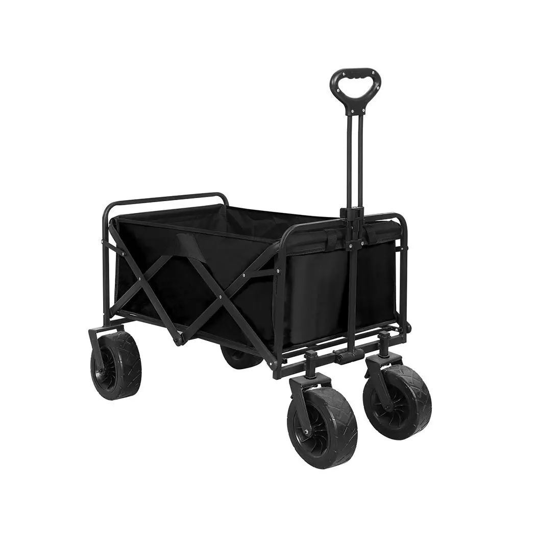 Lambu Garden Camping Trolley Outdoor Garden Wagon Cart Folding Widen Large Picnic Black