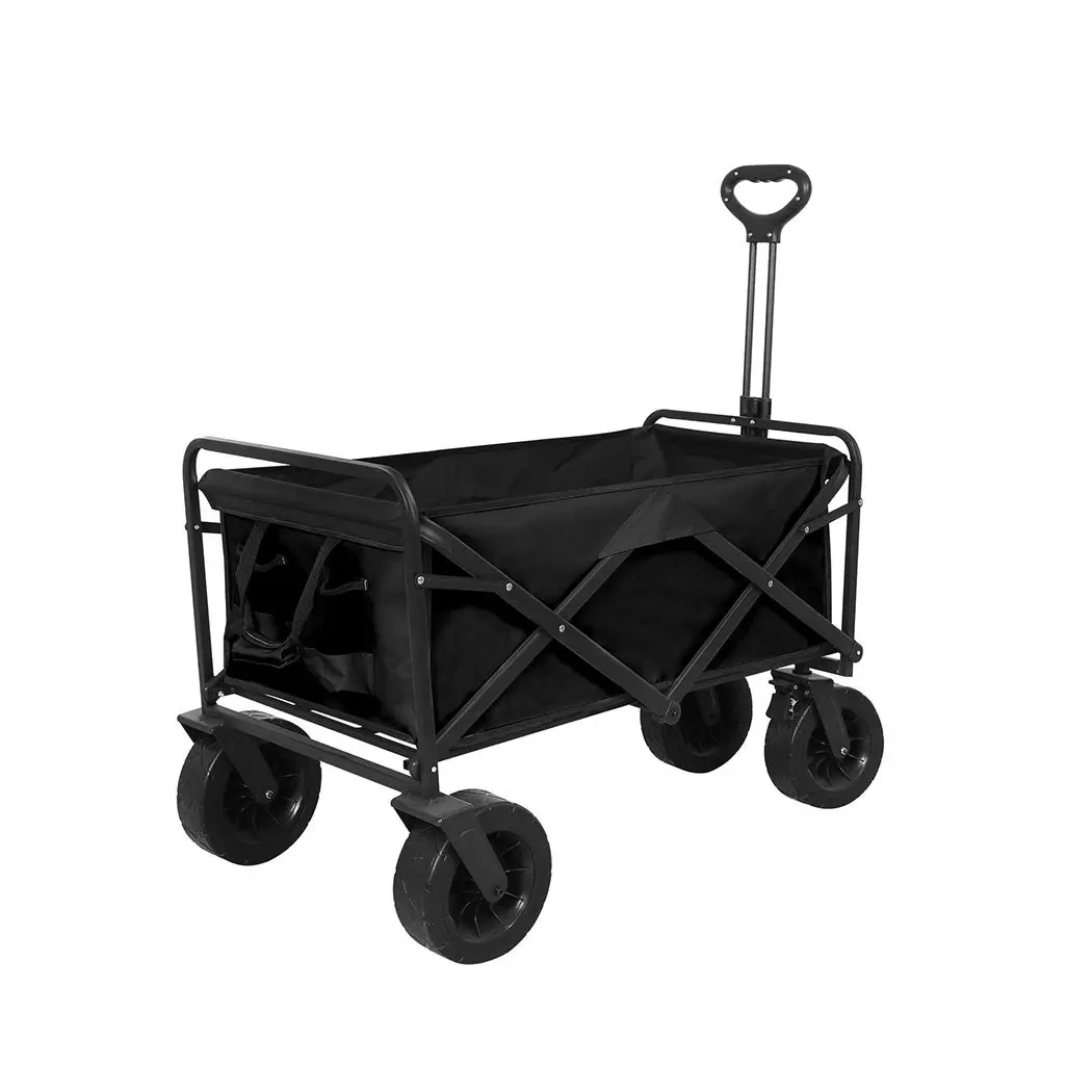 Lambu Garden Camping Trolley Outdoor Garden Wagon Cart Folding Widen Large Picnic Black