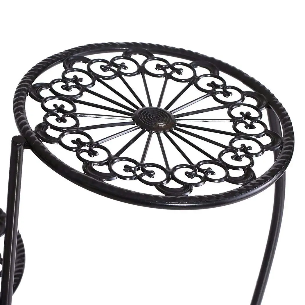 Plant Stand Outdoor Indoor Flower Pots Garden Metal Corner Shelf Wrought Iron