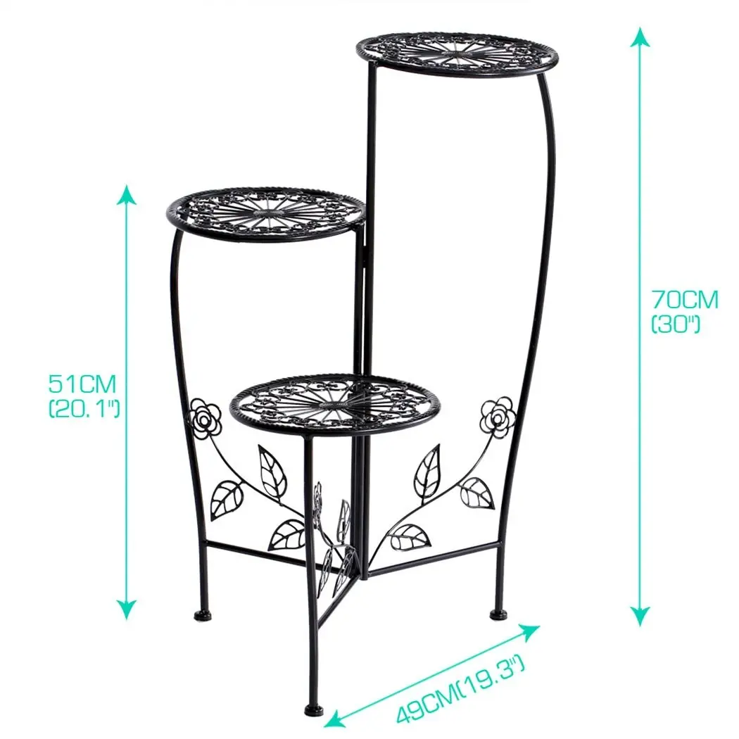 Plant Stand Outdoor Indoor Flower Pots Garden Metal Corner Shelf Wrought Iron