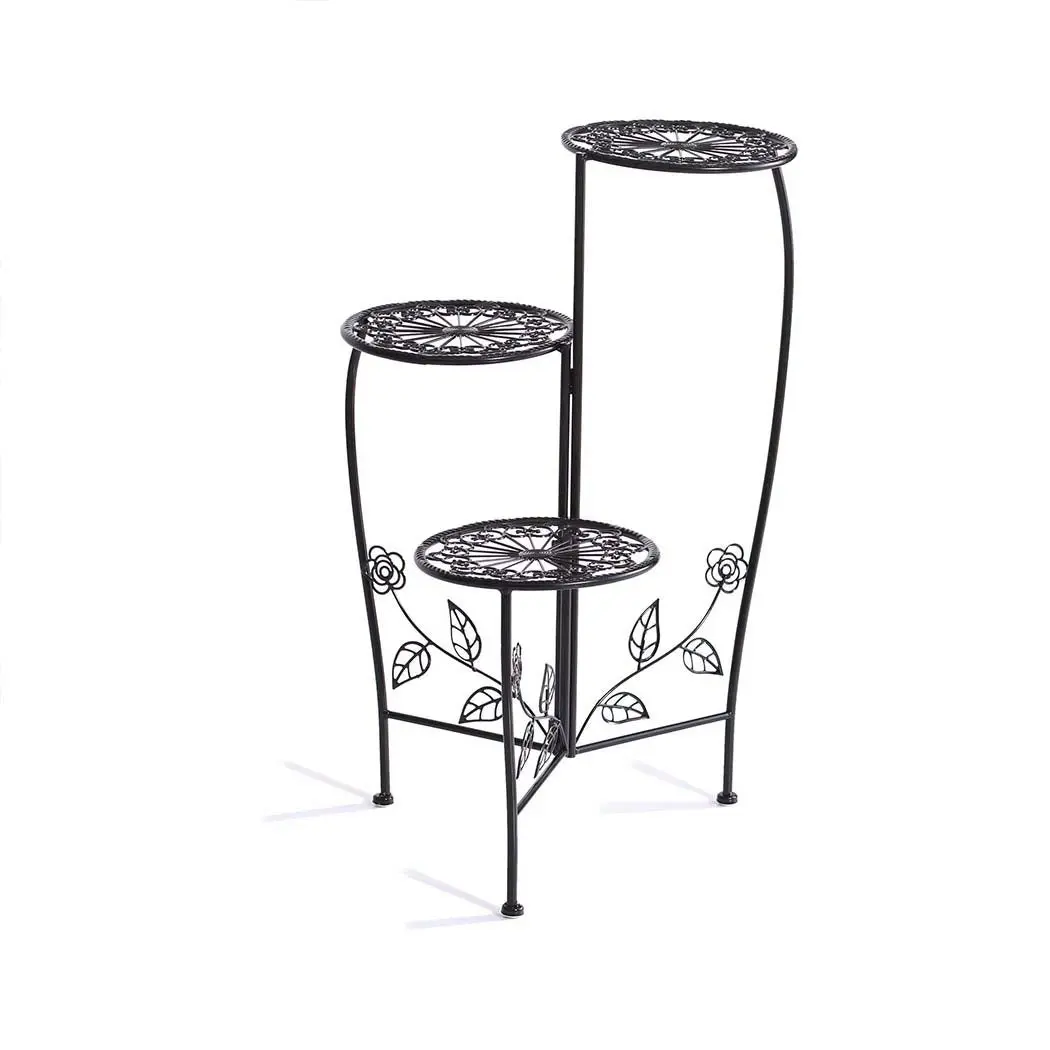 Plant Stand Outdoor Indoor Flower Pots Garden Metal Corner Shelf Wrought Iron