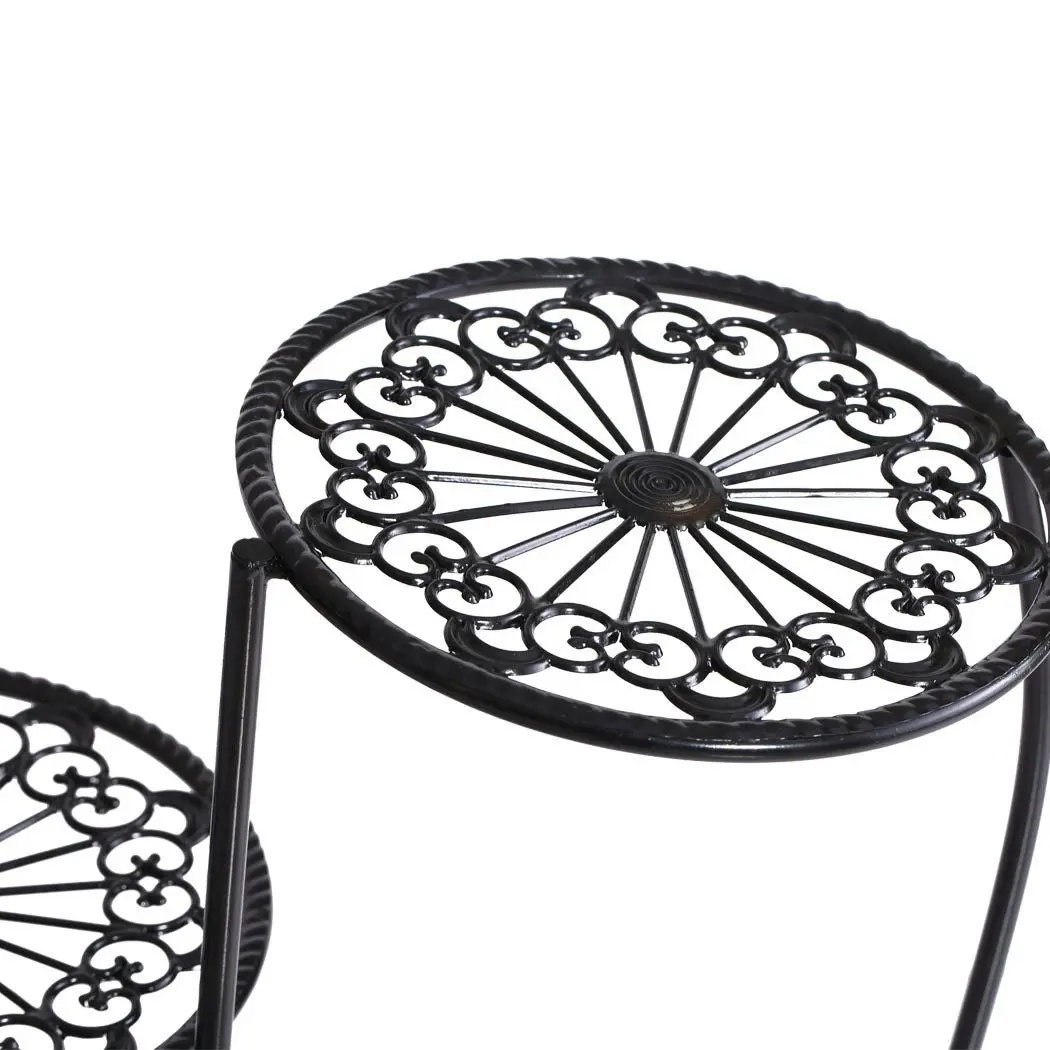 2X Wrought Iron Outdoor Indoor Flower Pots Plant Stand Garden Metal Corner Shelf