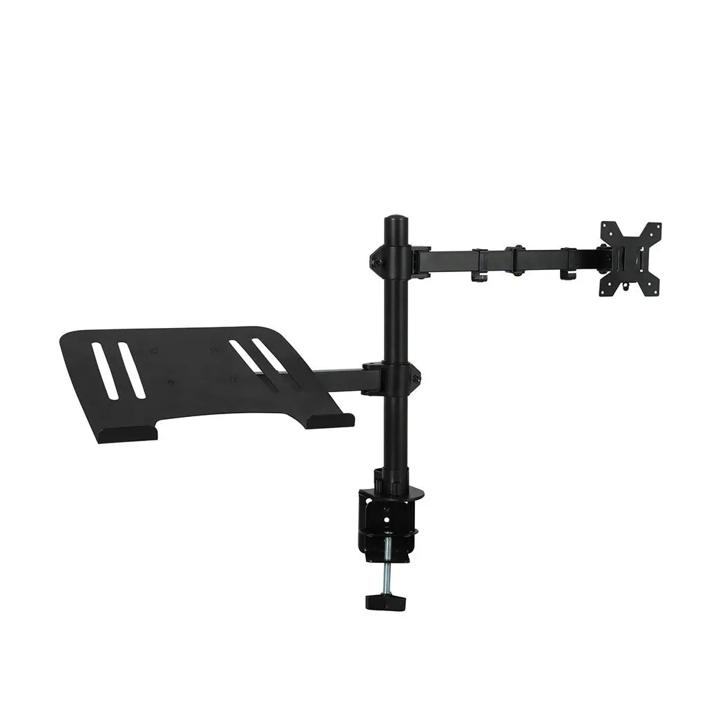 Traderight Group  Monitor Stand Dual Arm Desk Mount Bracket Screen Laptop Tray Holder Adjustable