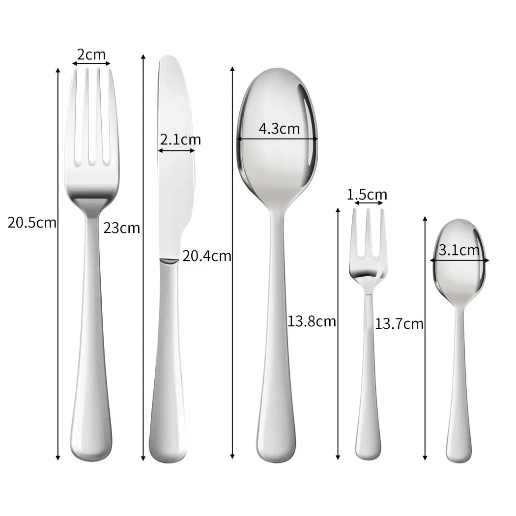 Traderight Group  Tableware Cutlery Set Stainless Steel Knife Fork Spoon Kitchen Child Silver 60PC