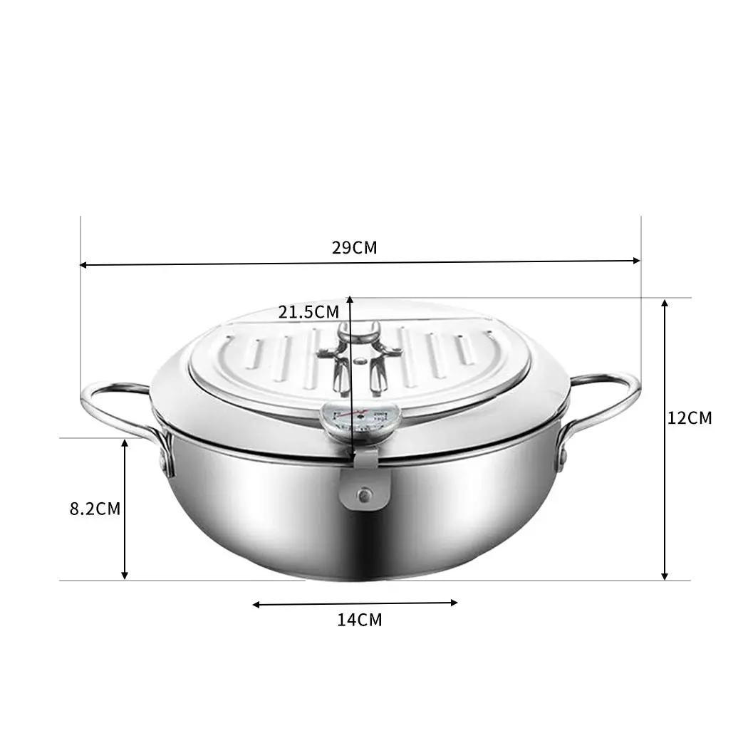 Toque 20cm Japanese Deep Frying Pot Stainless Steel Tempura Fryer Fry Pan Silver