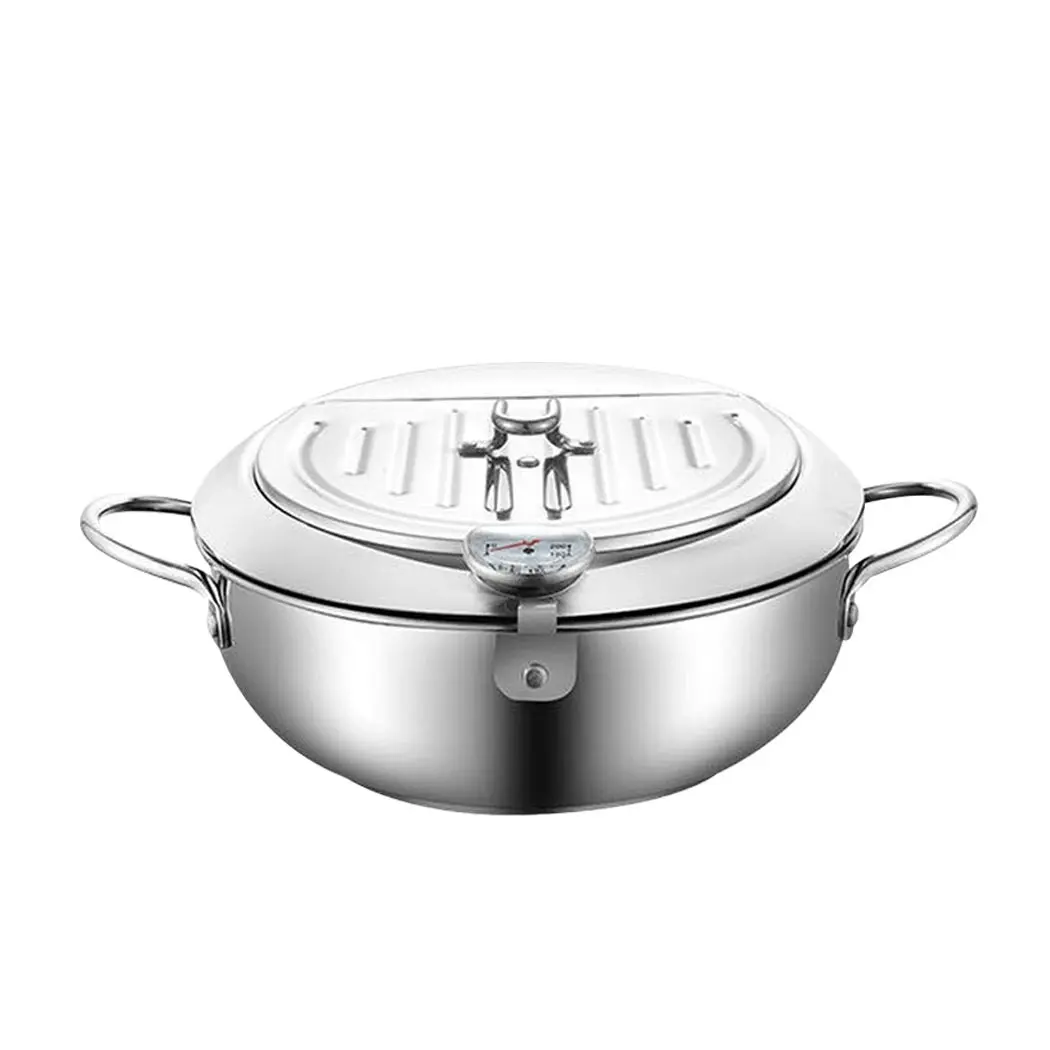 Toque 20cm Japanese Deep Frying Pot Stainless Steel Tempura Fryer Fry Pan Silver