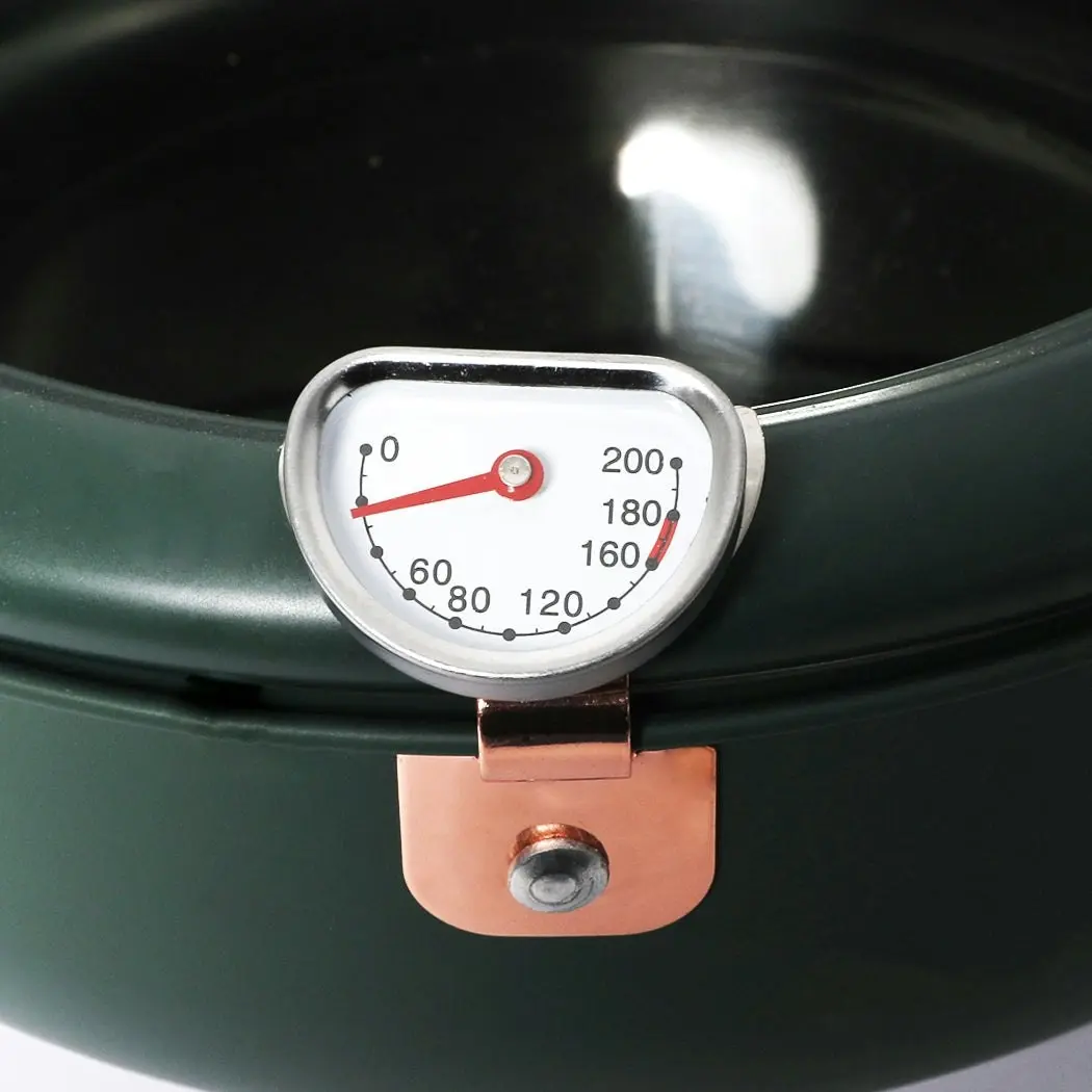 Toque Japanese Deep Frying Pot Thermometer Non-stick Tempura Pan 20cm Green