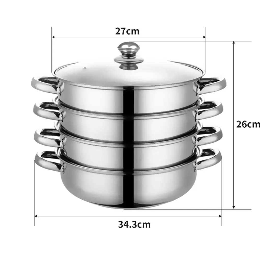 Toque Stainless Steel Steamer Meat Vegetable Cookware Hot Pot Kitchen 4 Tier