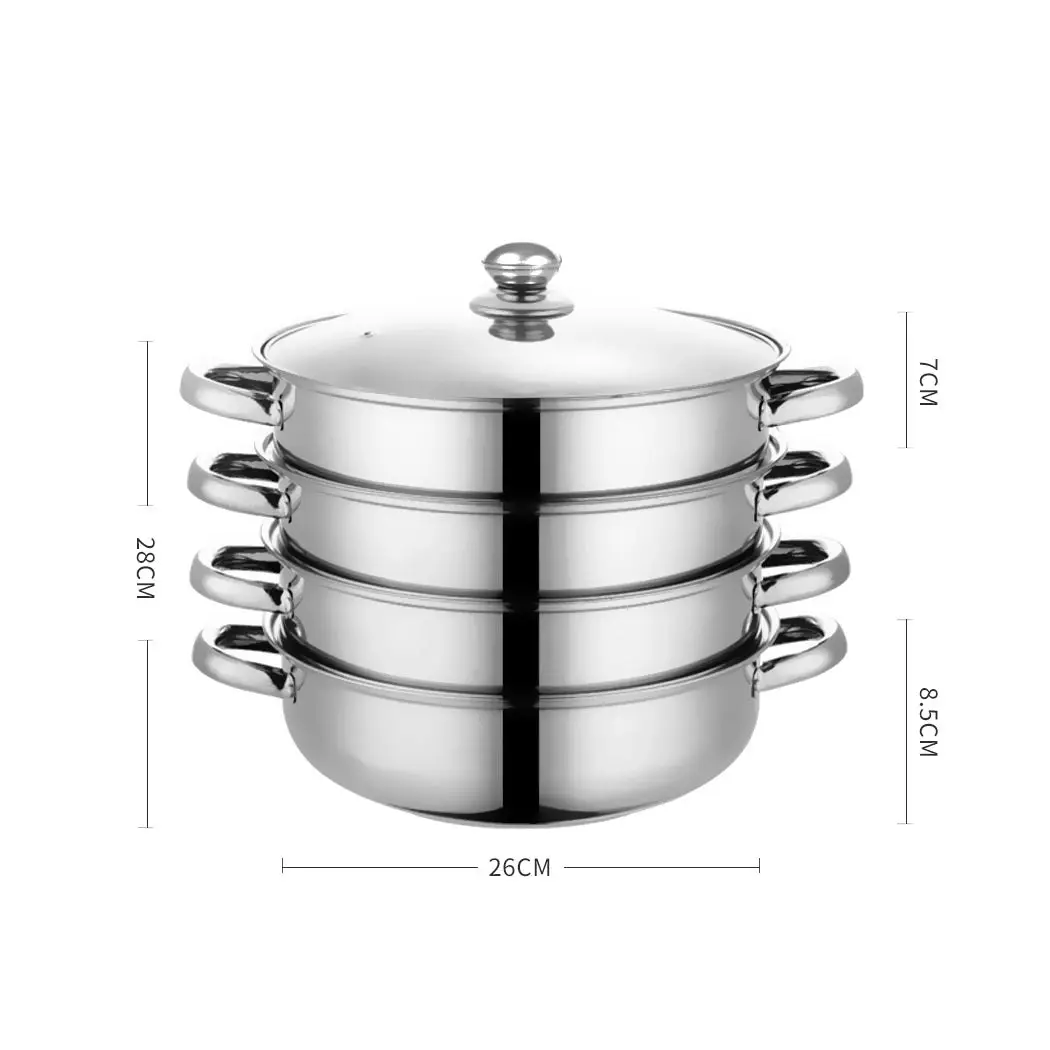 Toque Stainless Steel Steamer Meat Vegetable Cookware Hot Pot Kitchen 4 Tier