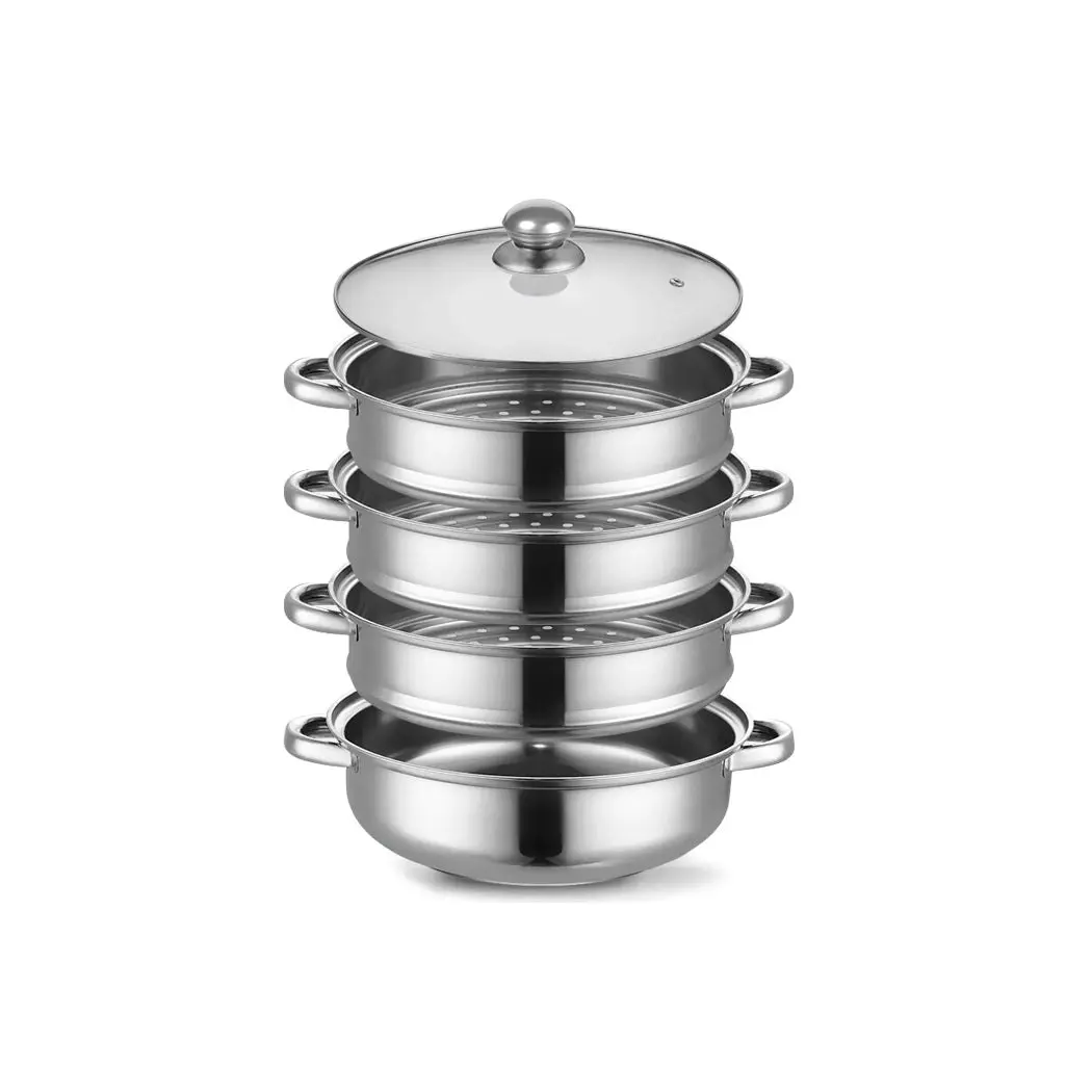 Toque Stainless Steel Steamer Meat Vegetable Cookware Hot Pot Kitchen 4 Tier