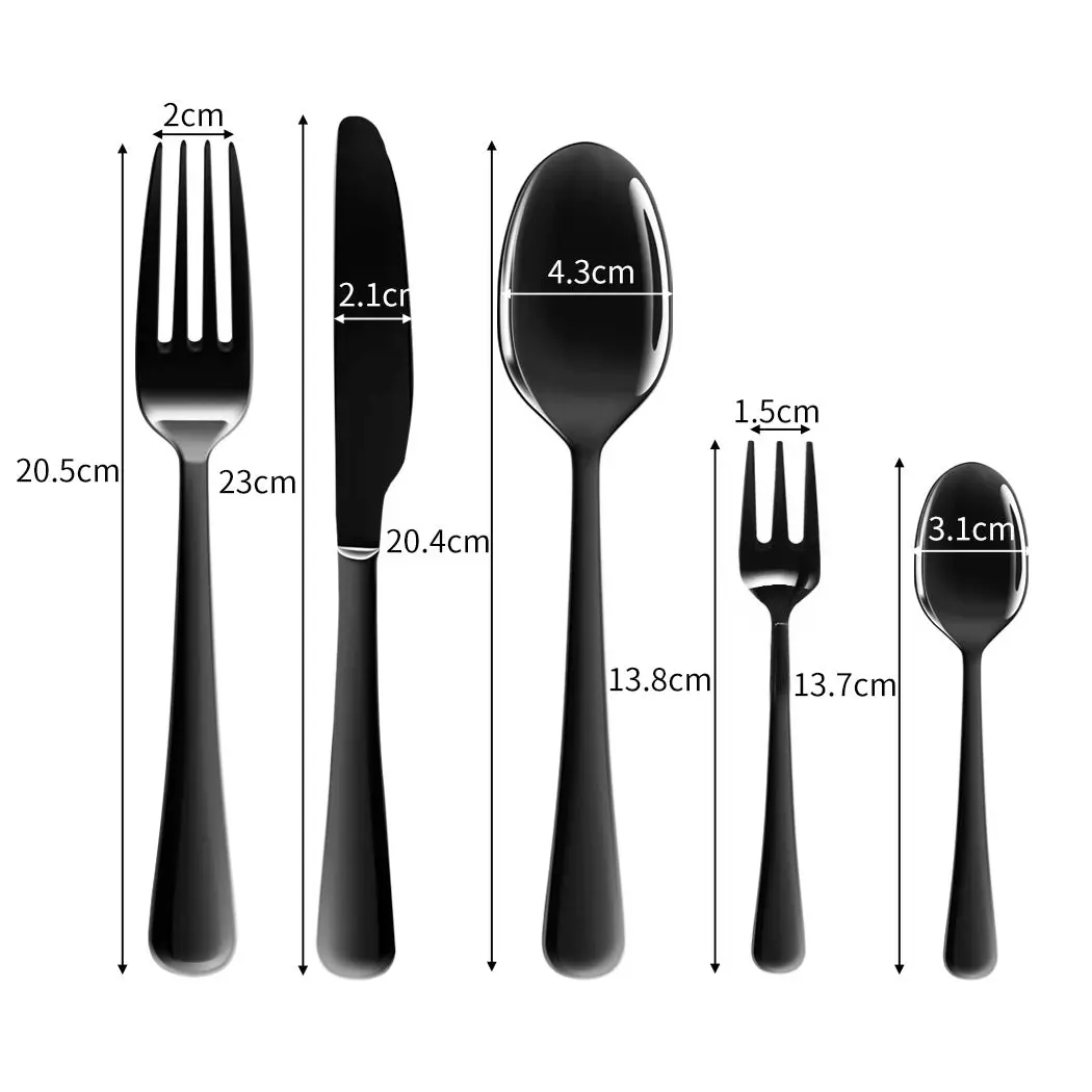 Stainless Steel Cutlery Set Travel Knife Fork Spoon Black Child Tableware 30pcs