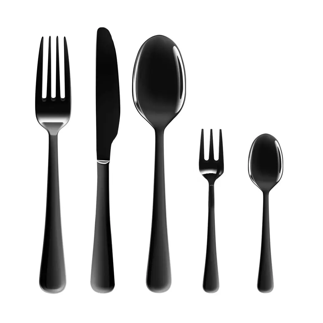 Stainless Steel Cutlery Set Travel Knife Fork Spoon Black Child Tableware 30pcs