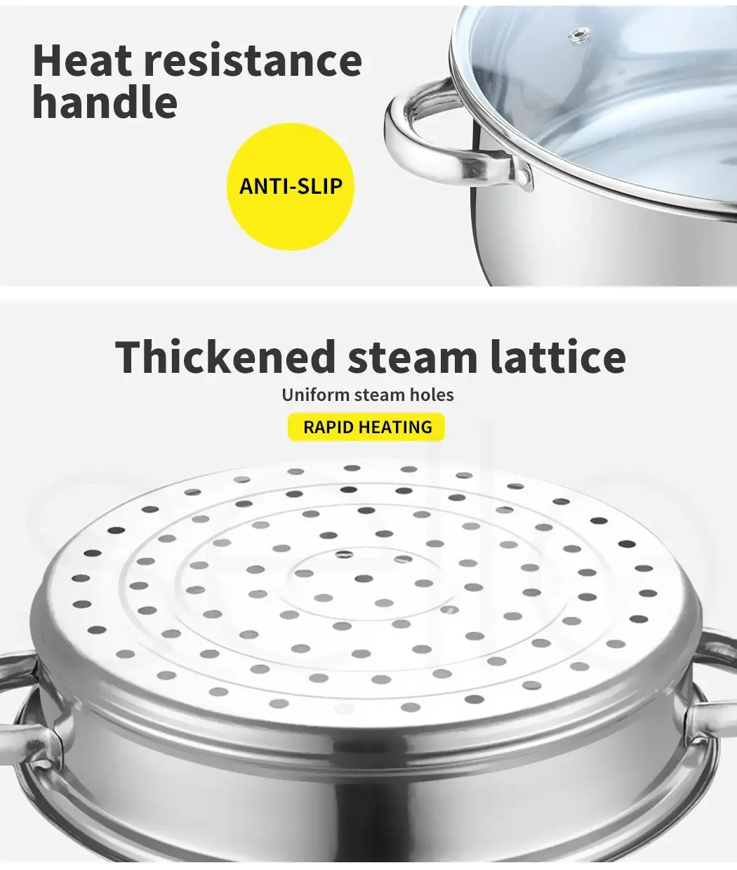 Toque Stainless Steel Steamer Meat Vegetable Cookware Hot Pot Kitchen 3 Tier