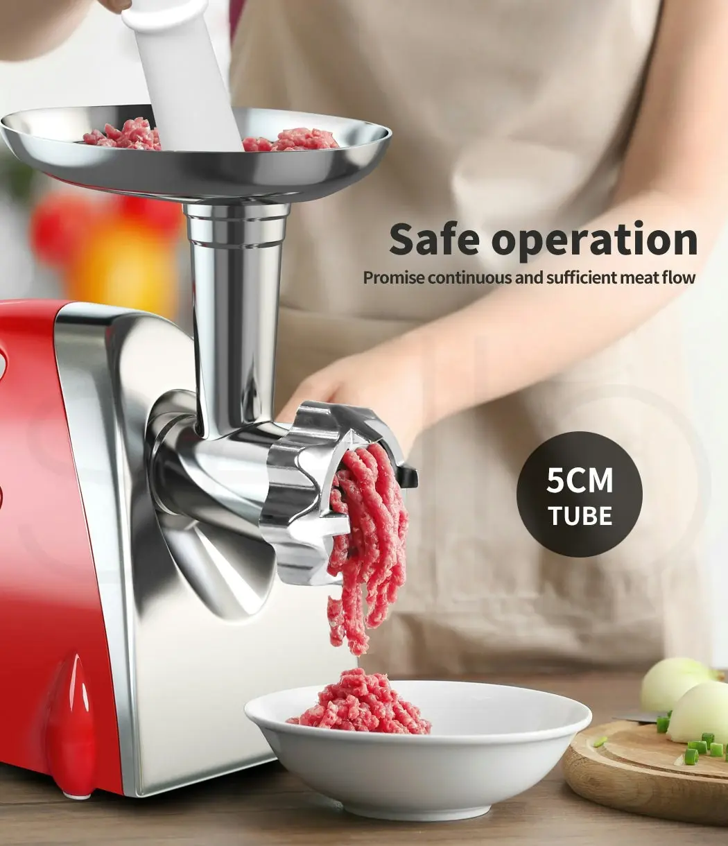 Spector 800W Electric Meat Grinder Mincer Sausage Filler Kibbe Maker Kitchen Red