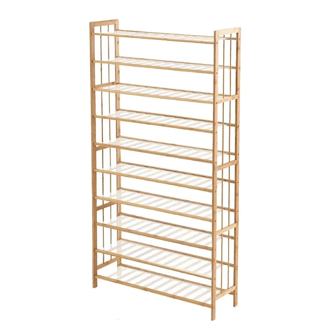 Levede Bamboo Shoe Rack Storage Wooden Organizer Shelf Stand 10 Tiers 80cm Wide