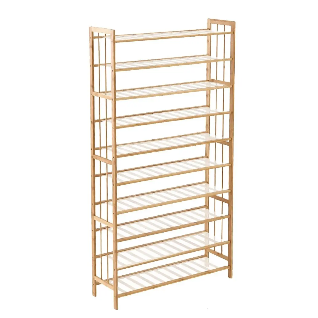 Levede Bamboo Shoe Rack Storage Wooden Organizer Shelf Stand 10 Tiers 80cm Wide