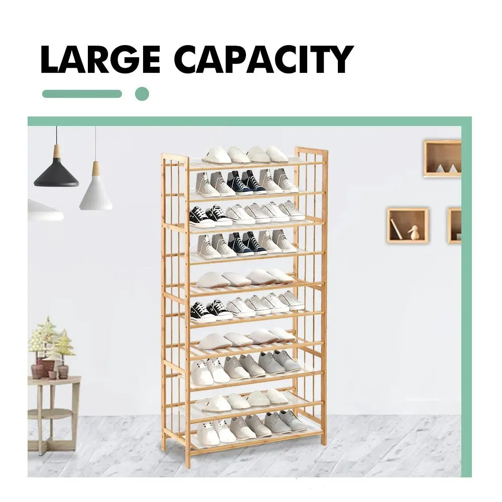 Levede Bamboo Shoe Rack Storage Wooden Organizer Shelf Stand 10 Tiers 80cm Wide