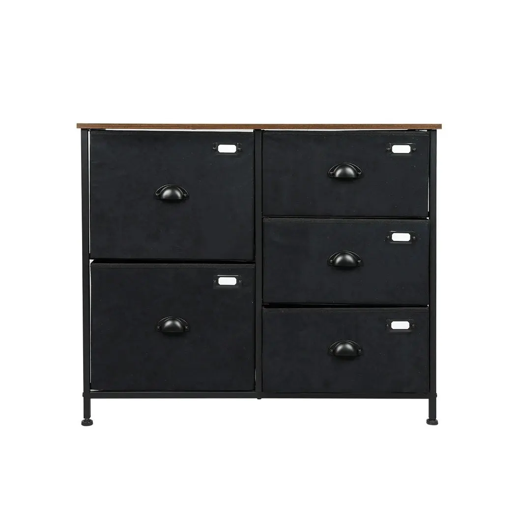 Levede Chest of 5 Drawers Storage Cabinet Dresser Lowboy Organizer Suede Drawer