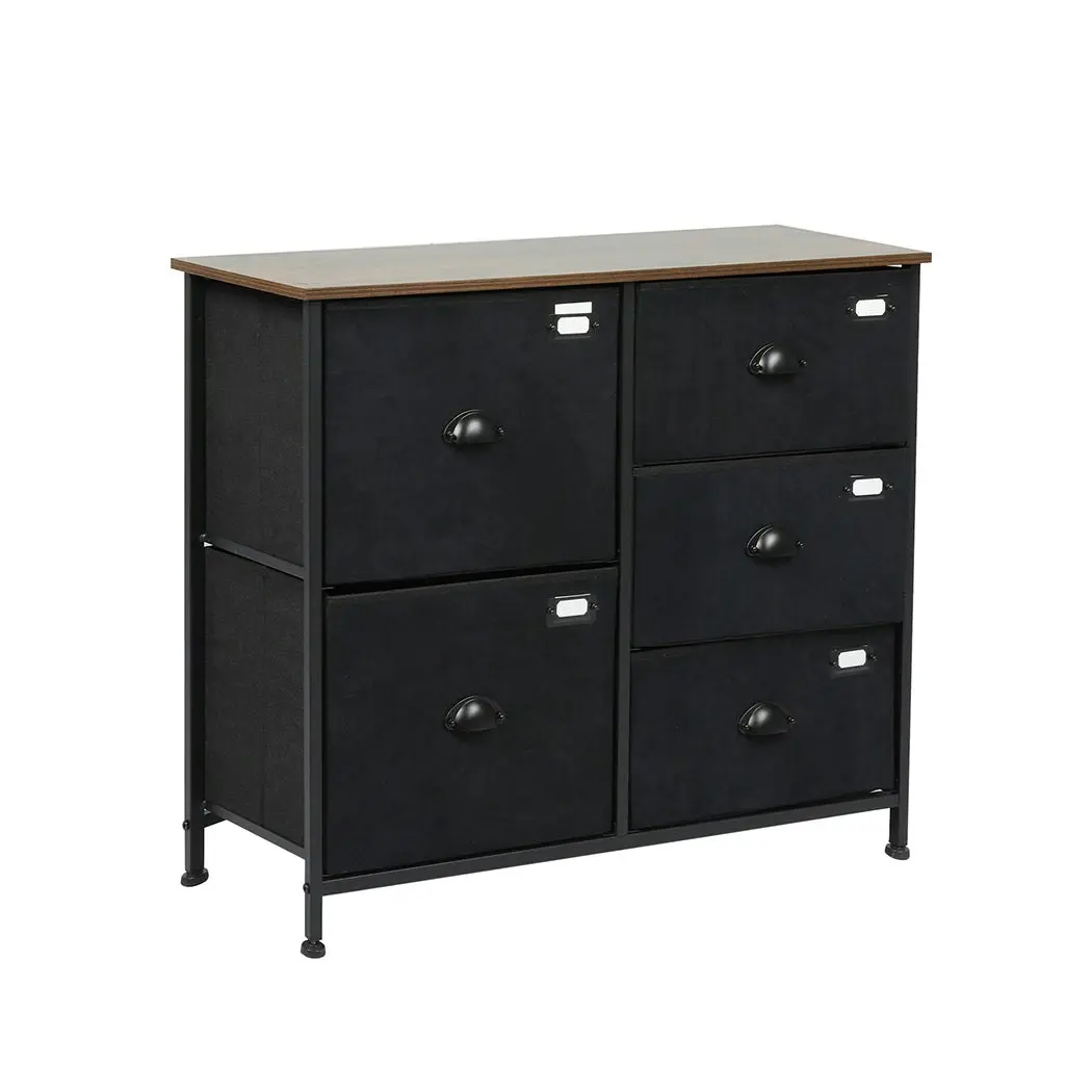 Levede Chest of 5 Drawers Storage Cabinet Dresser Lowboy Organizer Suede Drawer