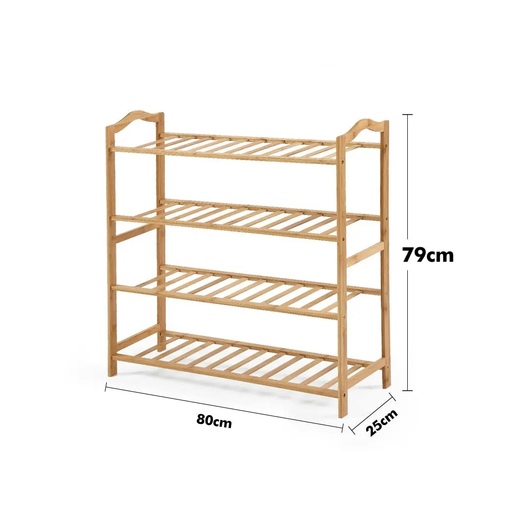 Levede Bamboo Shoe Rack Storage Wooden Organizer Shelf Stand 4 Tiers Layers 80cm