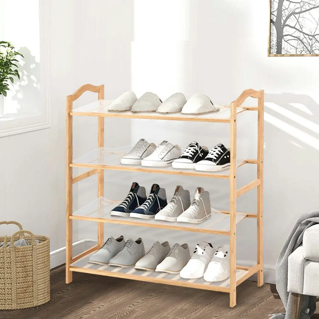 Levede Bamboo Shoe Rack Storage Wooden Organizer Shelf Stand 4 Tiers Layers 80cm