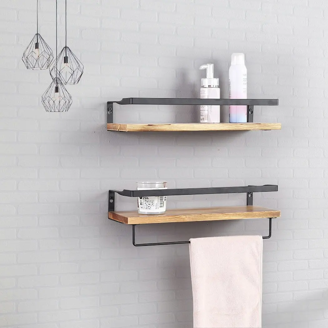 Levede Floating Shelf Brackets Wall Mount Rack Towel Rail Display Shelves 40cm