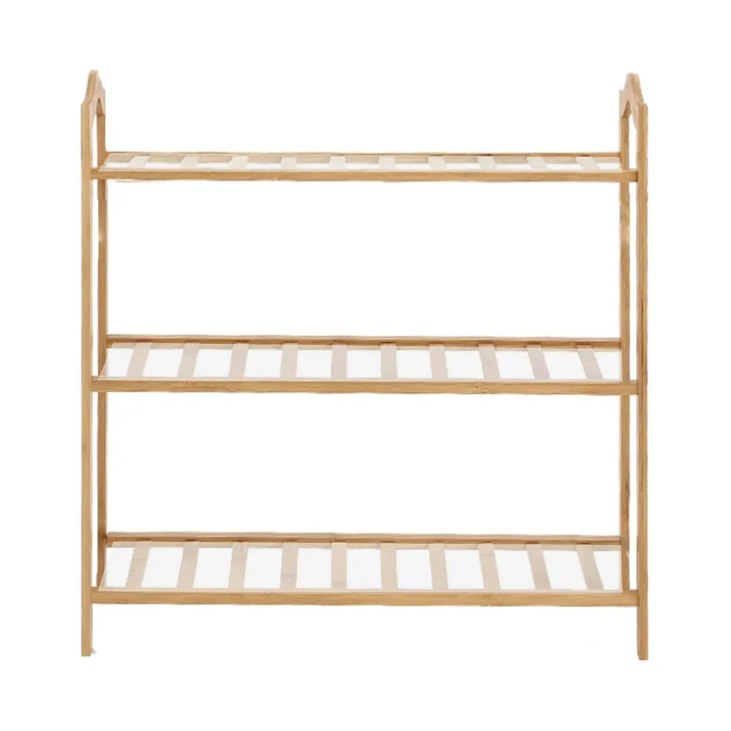 Levede Bamboo Shoe Rack Storage Wooden Organizer Shelf Stand 3 Tiers Layers 70cm