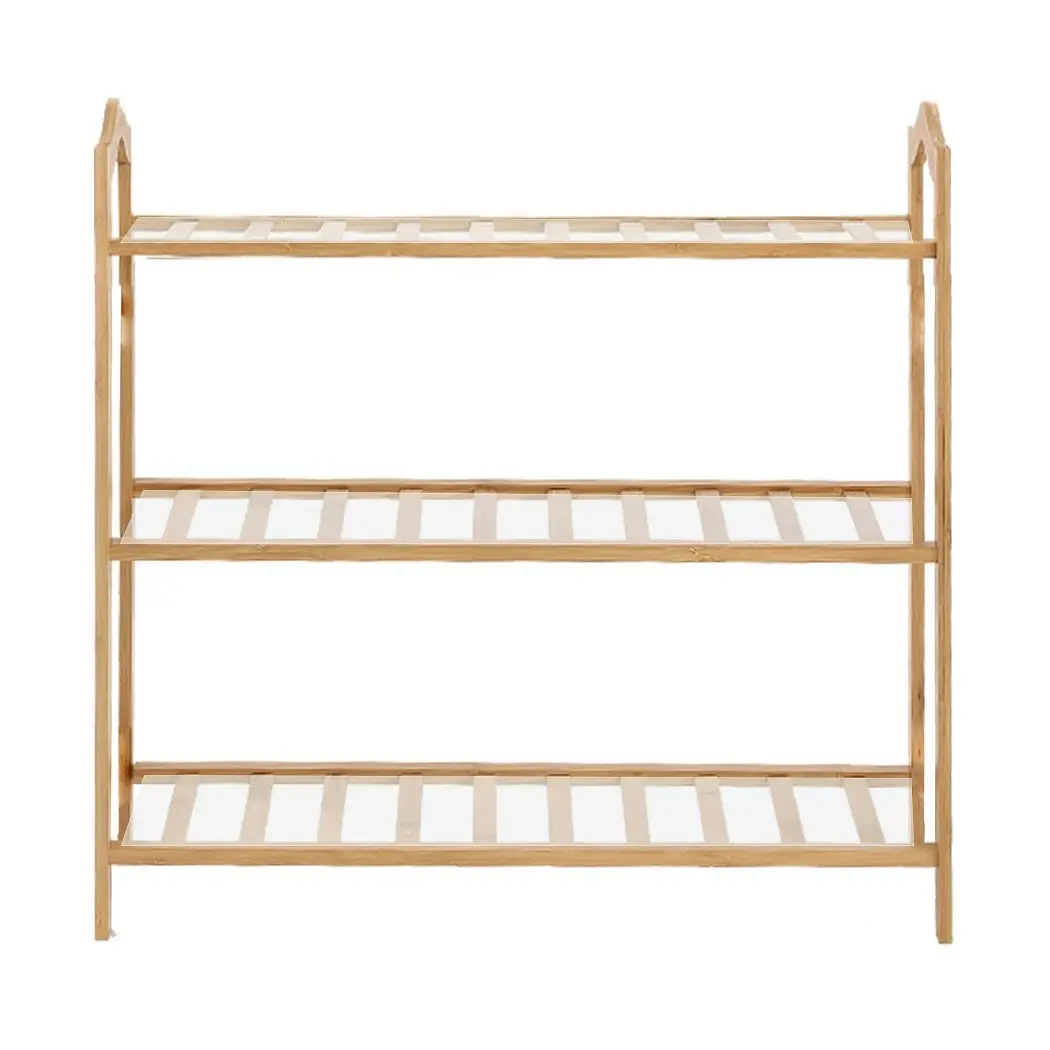 Levede Bamboo Shoe Rack Storage Wooden Organizer Shelf Stand 3 Tiers Layers 80cm