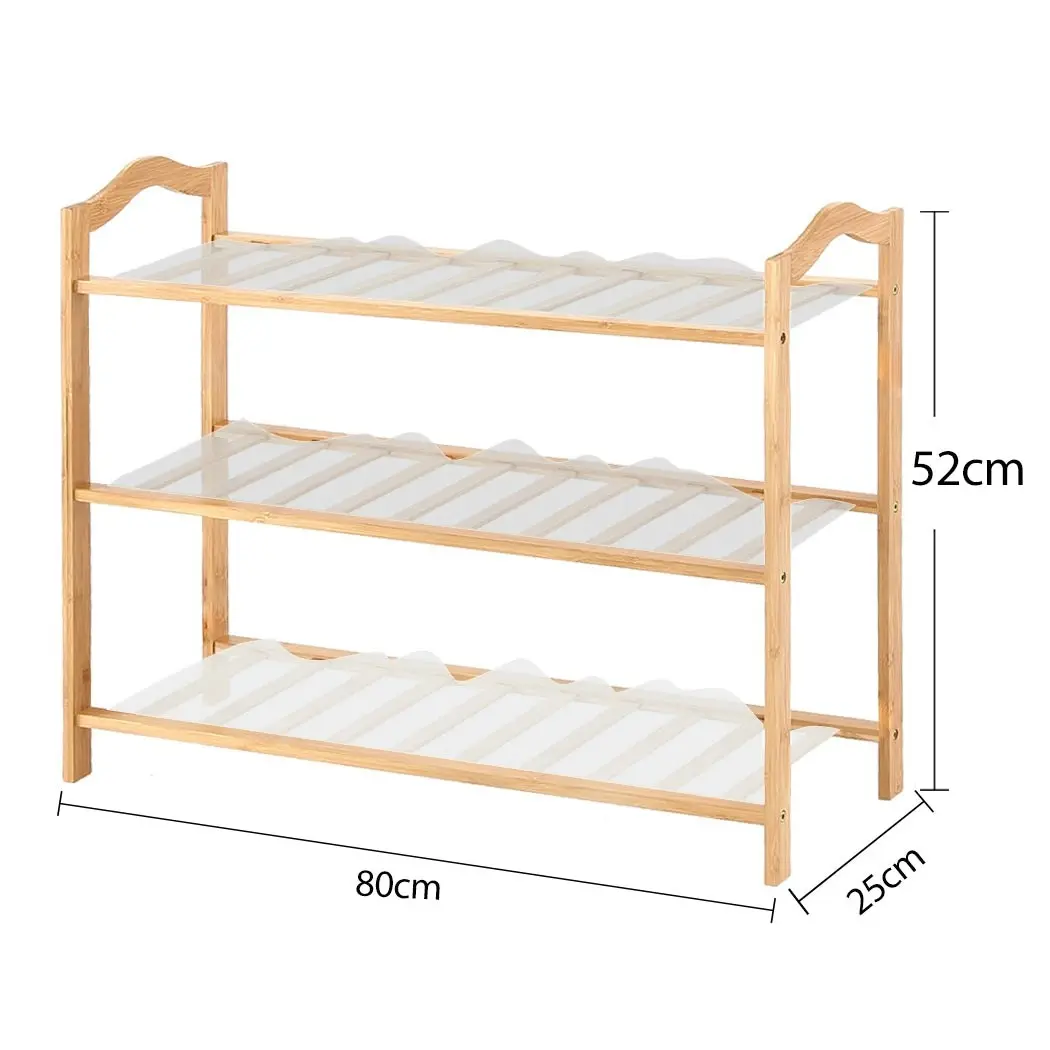 Levede Bamboo Shoe Rack Storage Wooden Organizer Shelf Stand 3 Tiers Layers 80cm