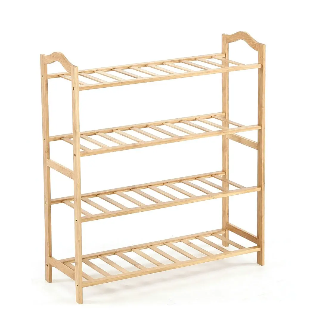 Levede Bamboo Shoe Rack Storage Wooden Organizer Shelf Stand 4 Tiers Layers 90cm