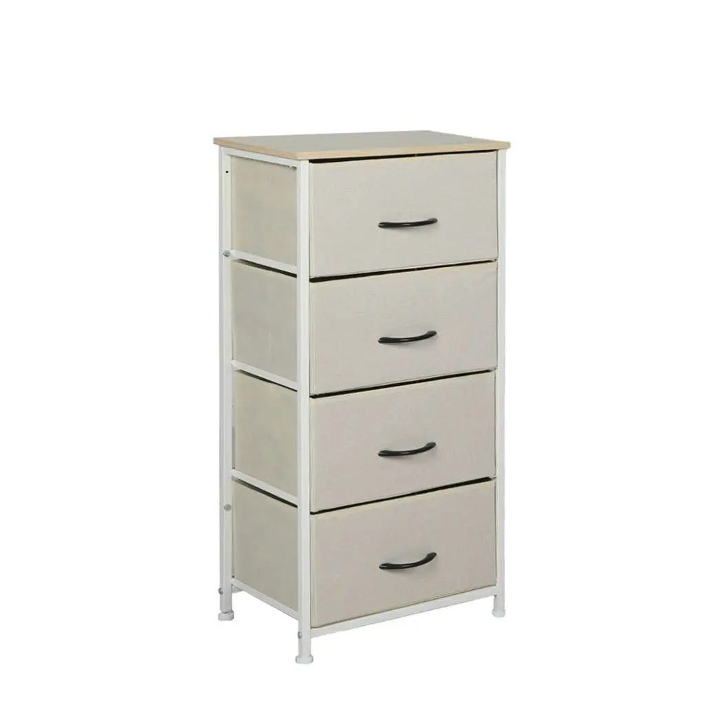 Levede Storage Cabinet Tower Chest of Drawers Dresser Tallboy 4 Drawer Beige