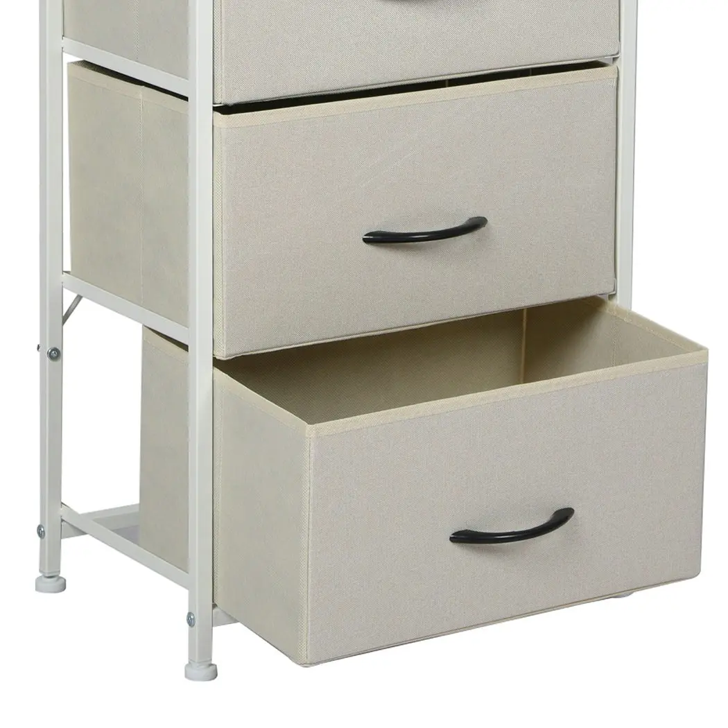 Levede Storage Cabinet Tower Chest of Drawers Dresser Tallboy 4 Drawer Beige