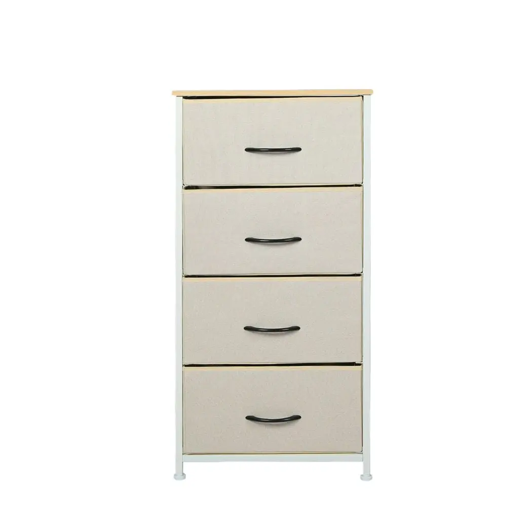 Levede Storage Cabinet Tower Chest of Drawers Dresser Tallboy 4 Drawer Beige