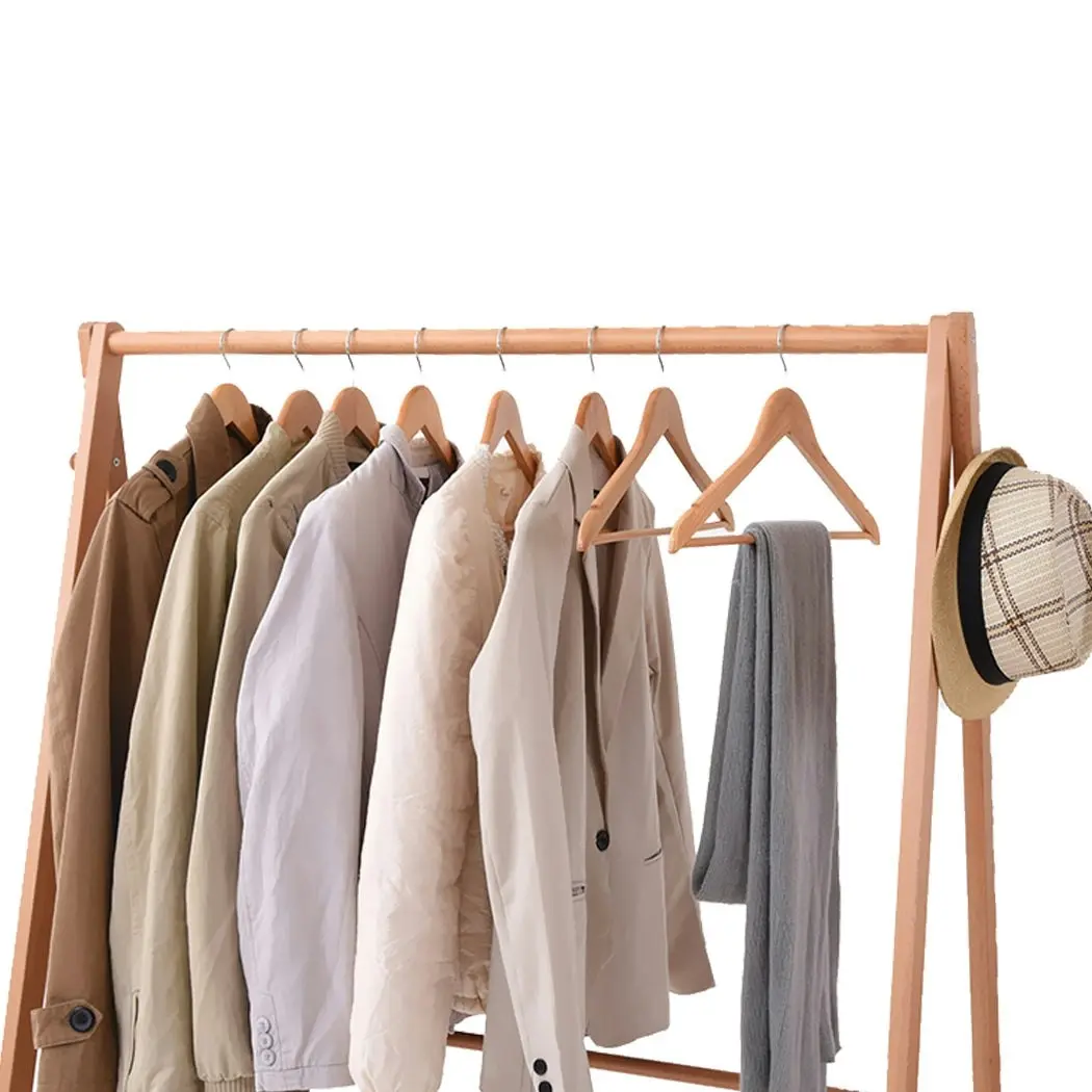 Levede Clothes Rack Wooden Wardrobe Garment Coat Hanging Rail Shoe Storage 120cm