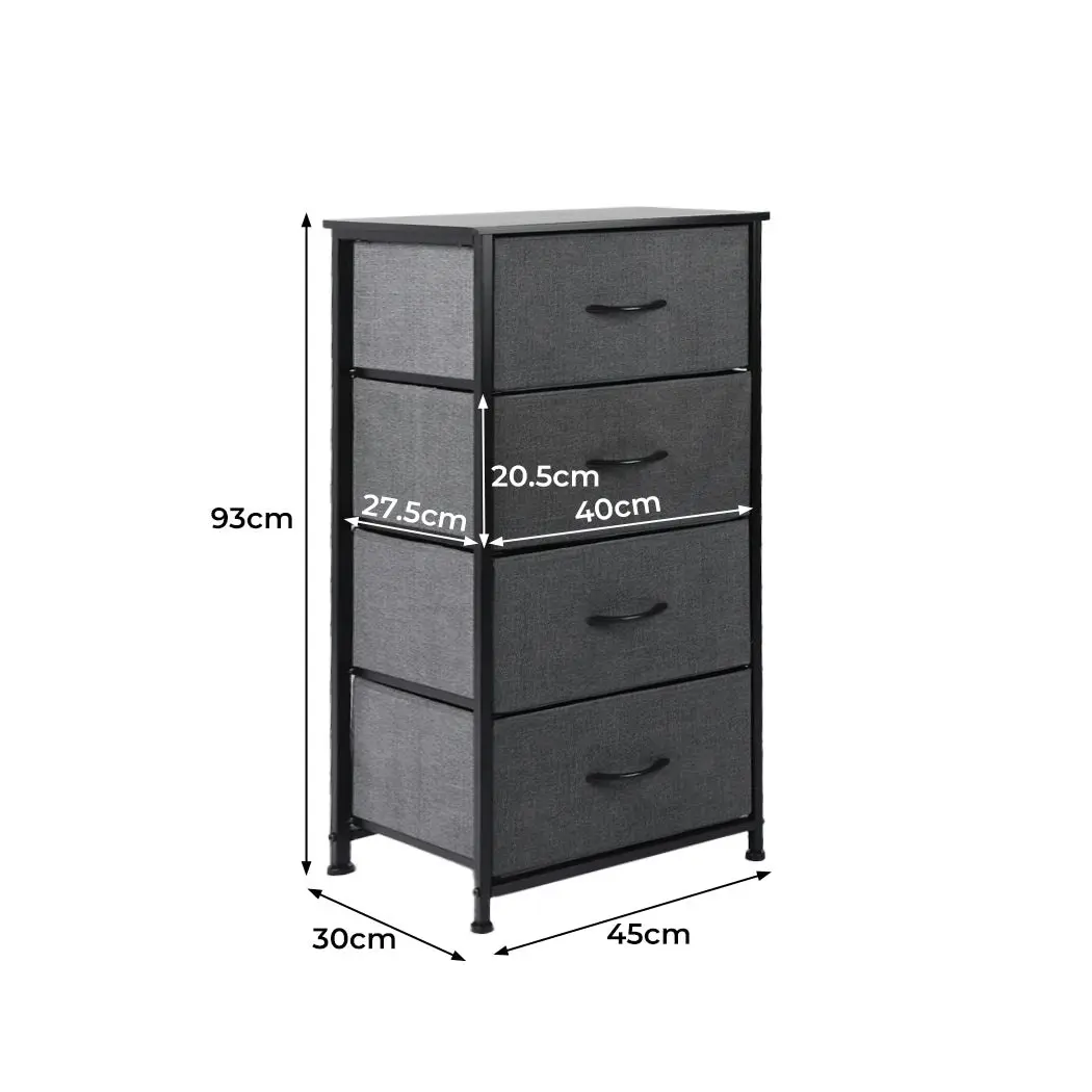 Levede Storage Cabinet Tower Chest of Drawers Dresser Tallboy 4 Drawer Bedside