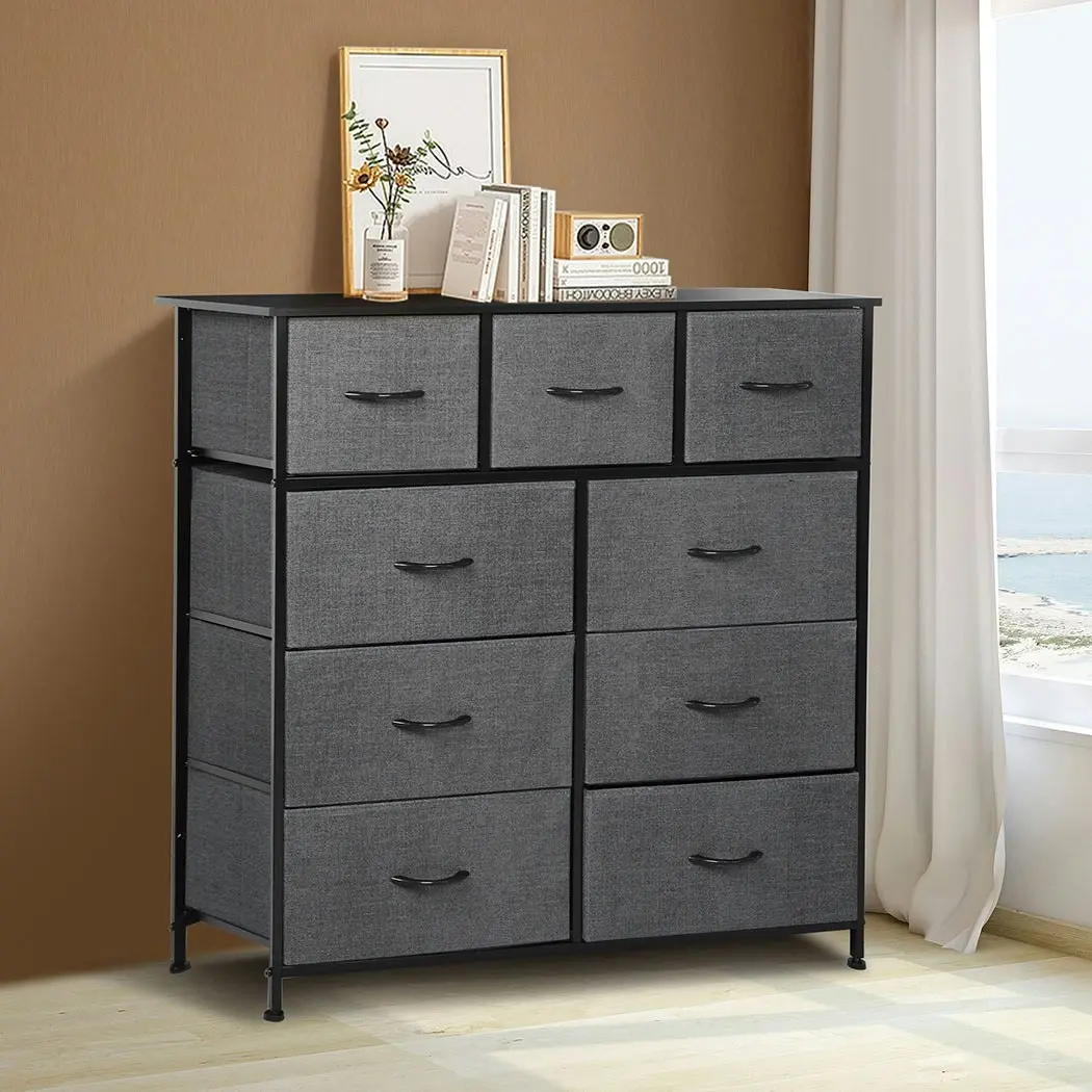 Levede 9 Chest of Drawers Storage Cabinet Tower Dresser Tallboy Drawer Retro