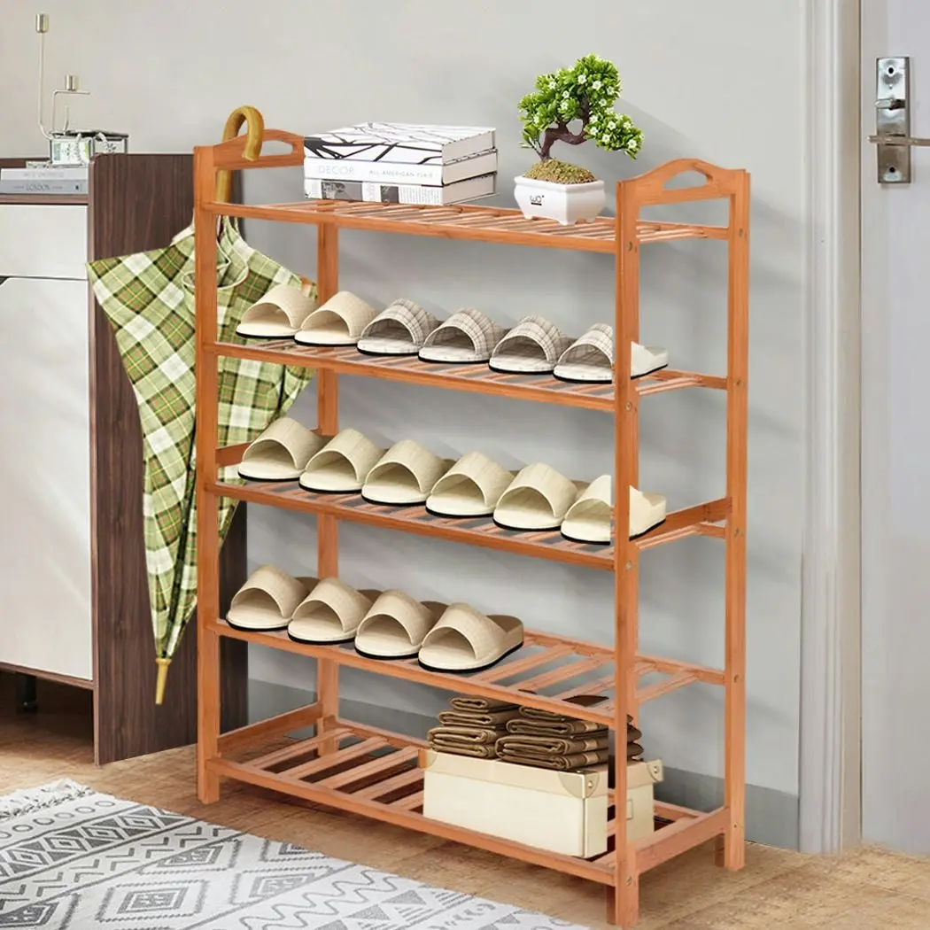 Levede 2x Bamboo Shoe Rack Shoes Organizer Storage Shelves Stand Shelf 5 Tier