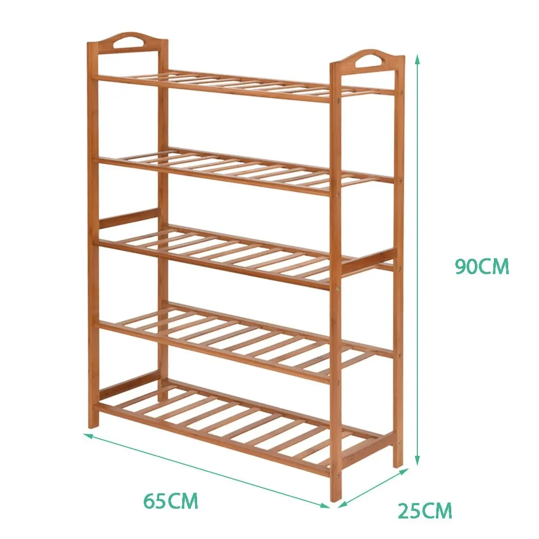 Levede 2x Bamboo Shoe Rack Shoes Organizer Storage Shelves Stand Shelf 5 Tier