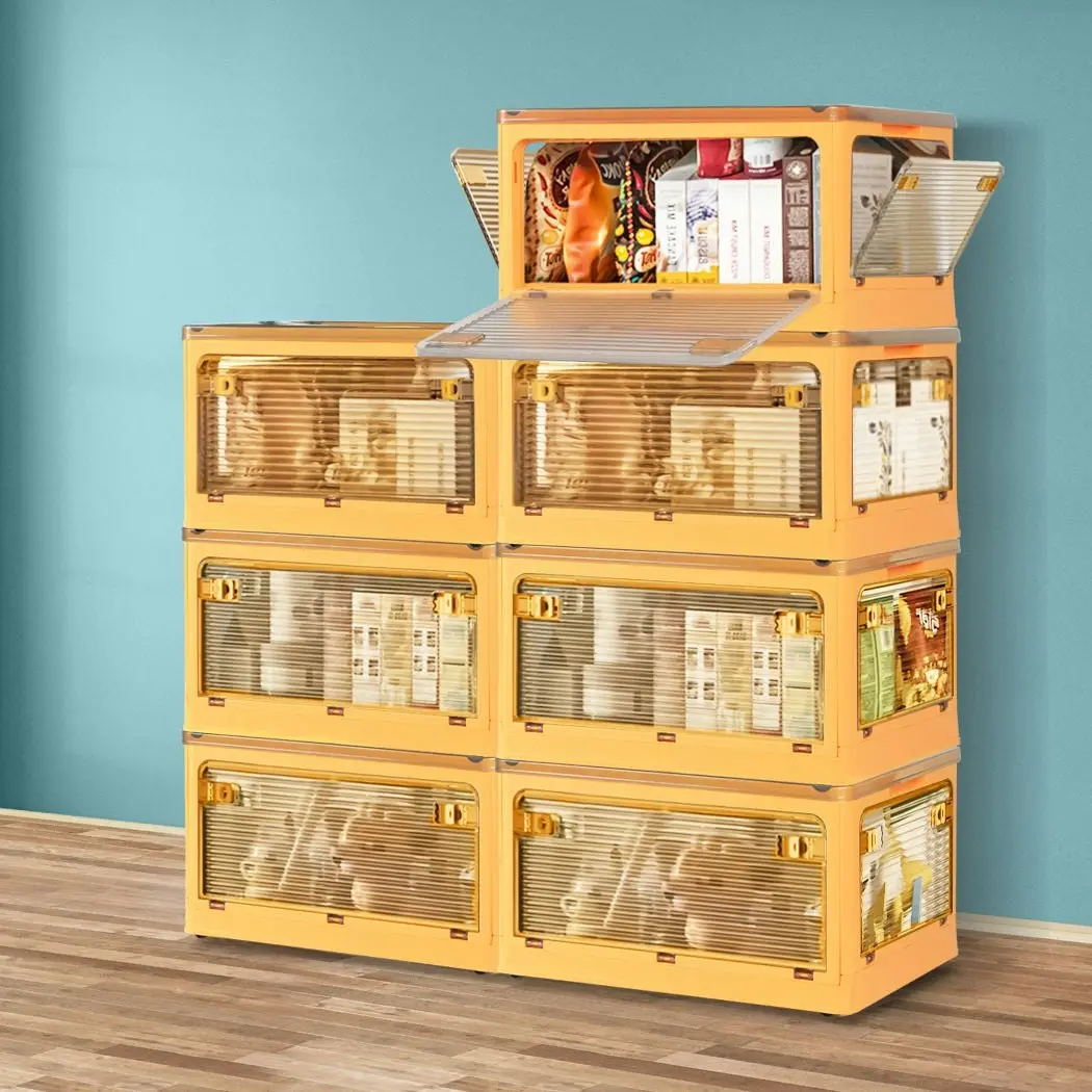 124L Storage Box Stackable Clothes Container Closet Organizer 5Side Open Wheels