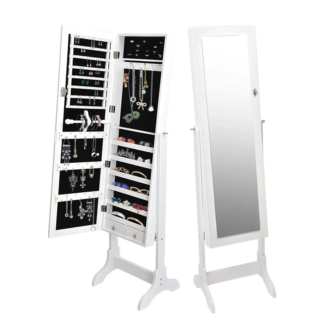 Levede Mirror Jewellery Cabinet Makeup Storage Jewelry Organiser Box Standing