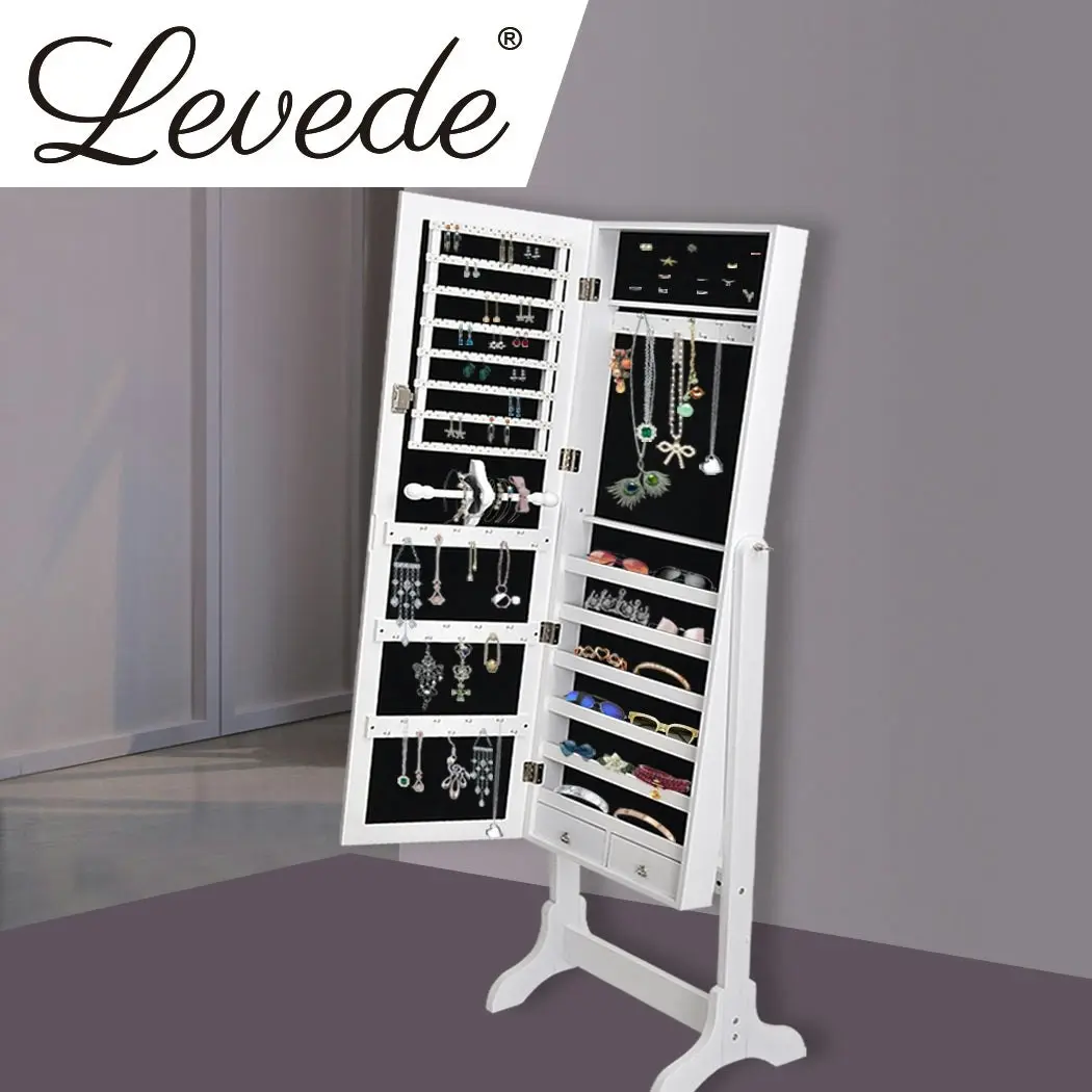 Levede Mirror Jewellery Cabinet Makeup Storage Jewelry Organiser Box Standing