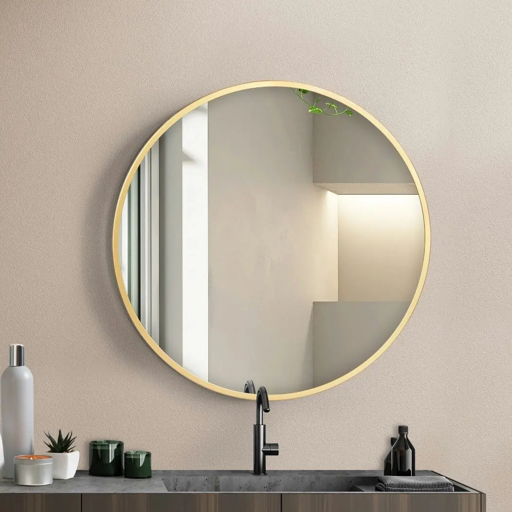 Yezi Wall Mirror Round Bathroom Decor Large Vanity Makeup Mirrors Frame 50cm