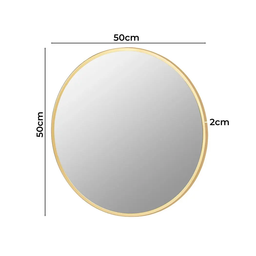 Yezi Wall Mirror Round Bathroom Decor Large Vanity Makeup Mirrors Frame 50cm