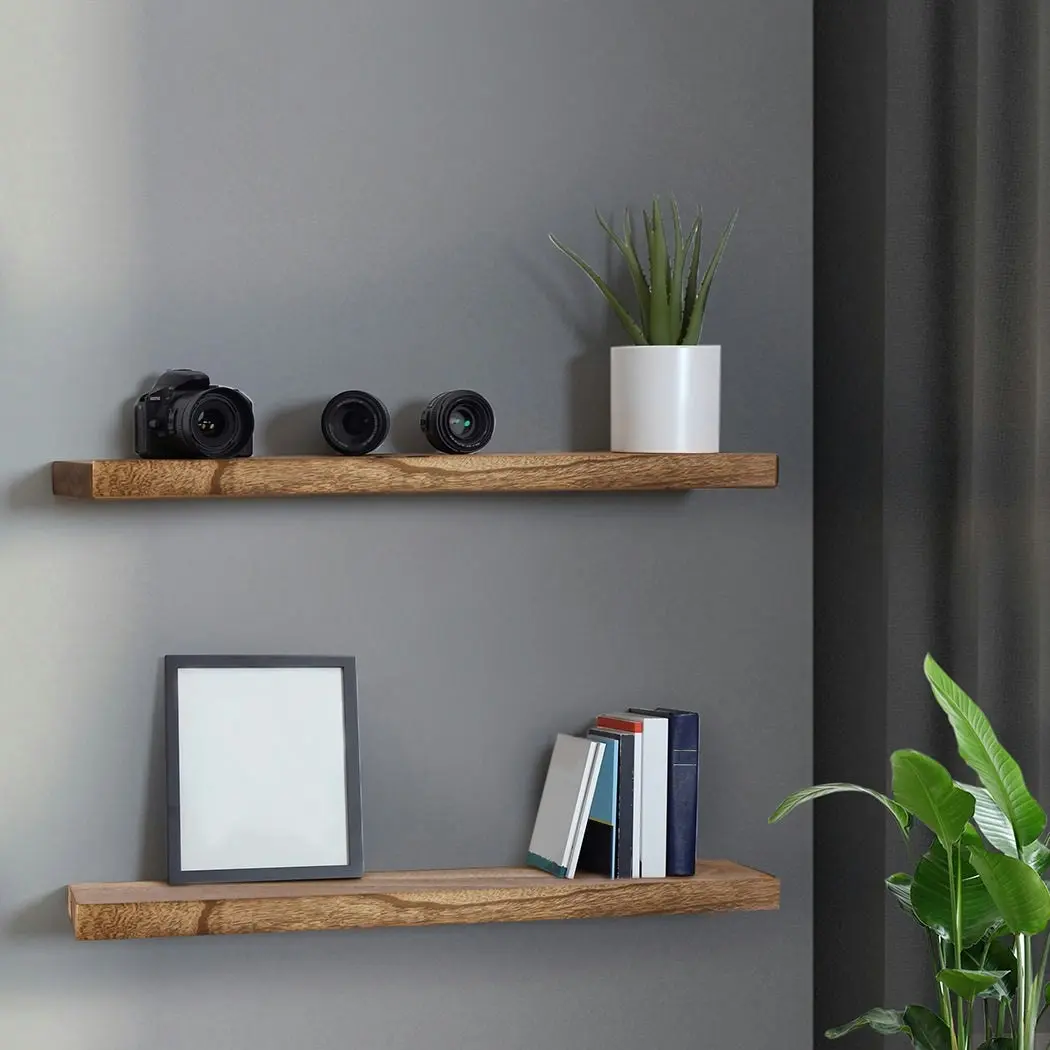 Levede 2Pcs Floating Shelves Wall Mounted Storage Wood Display Shelf 90CM