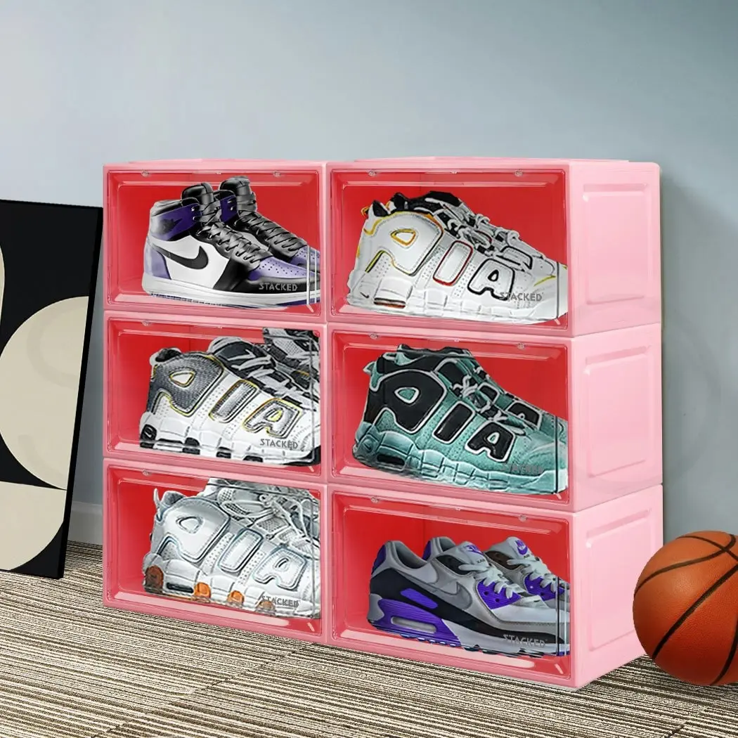 Stacked Sneaker Display Case 6x Shoe Storage Box Clear Plastic  Stackable Boxes