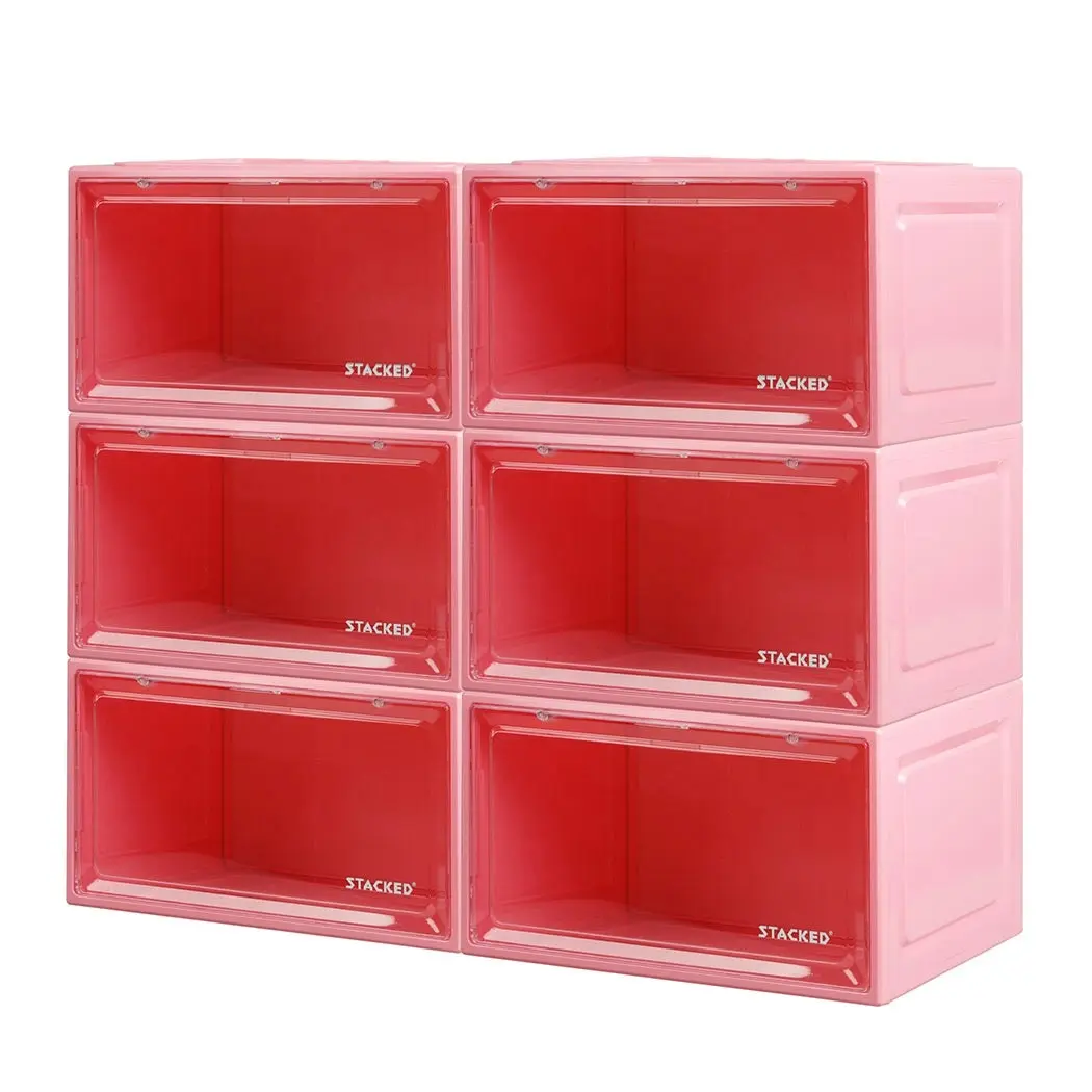 Stacked Sneaker Display Case 6x Shoe Storage Box Clear Plastic  Stackable Boxes